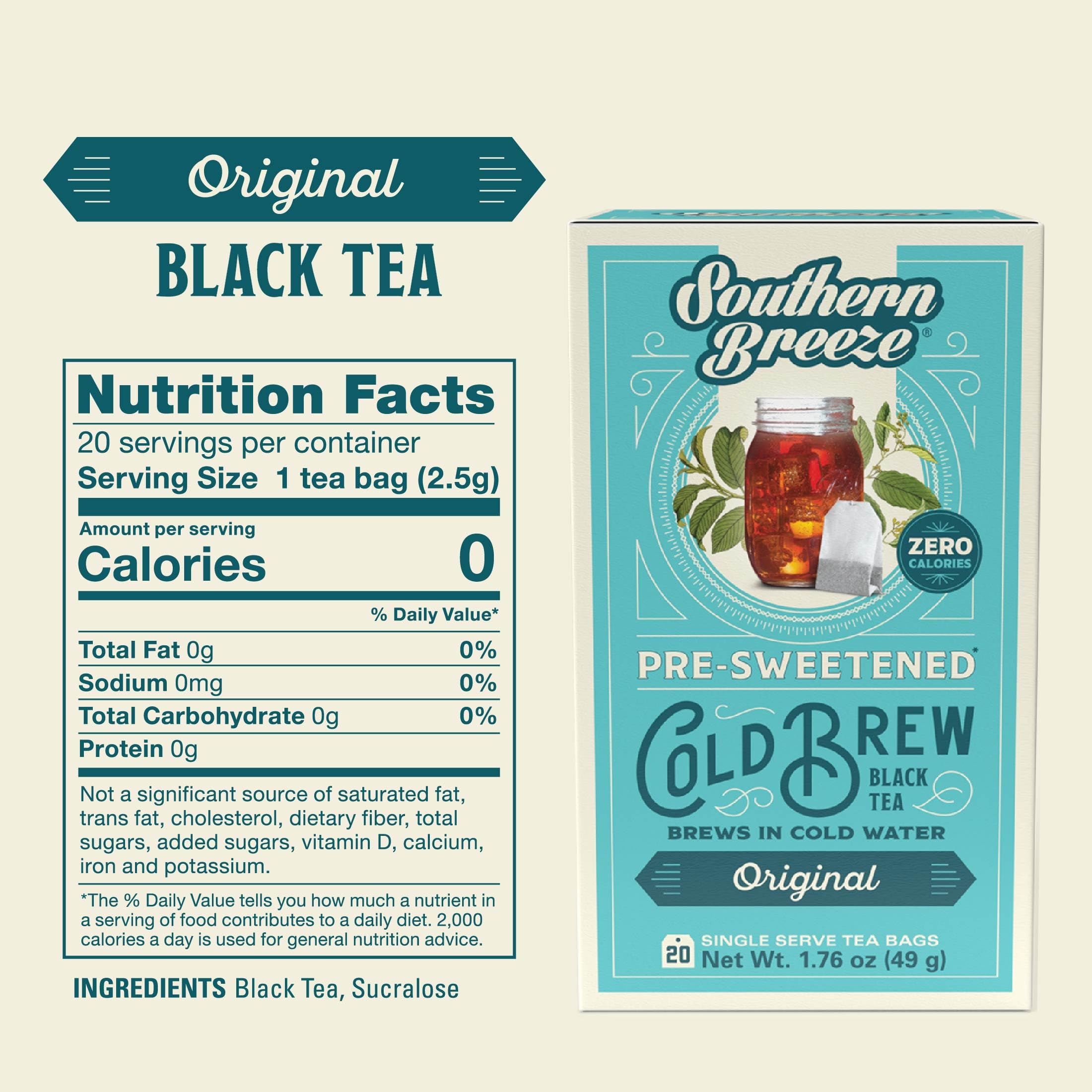 Southern Breeze Original tea bags individually wrapped for easy cold brew on busy days.