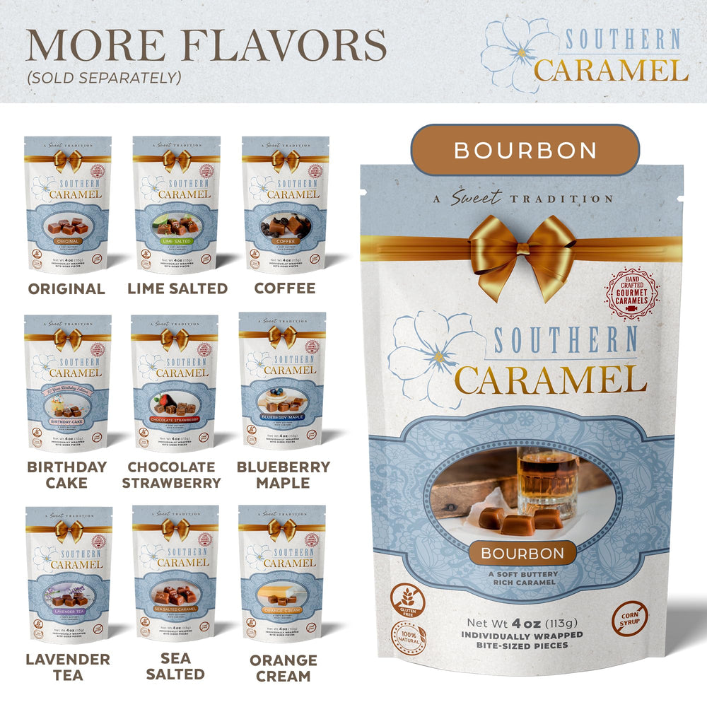 Southern Caramel Bourbon Caramels: store cool to maintain freshness and texture.