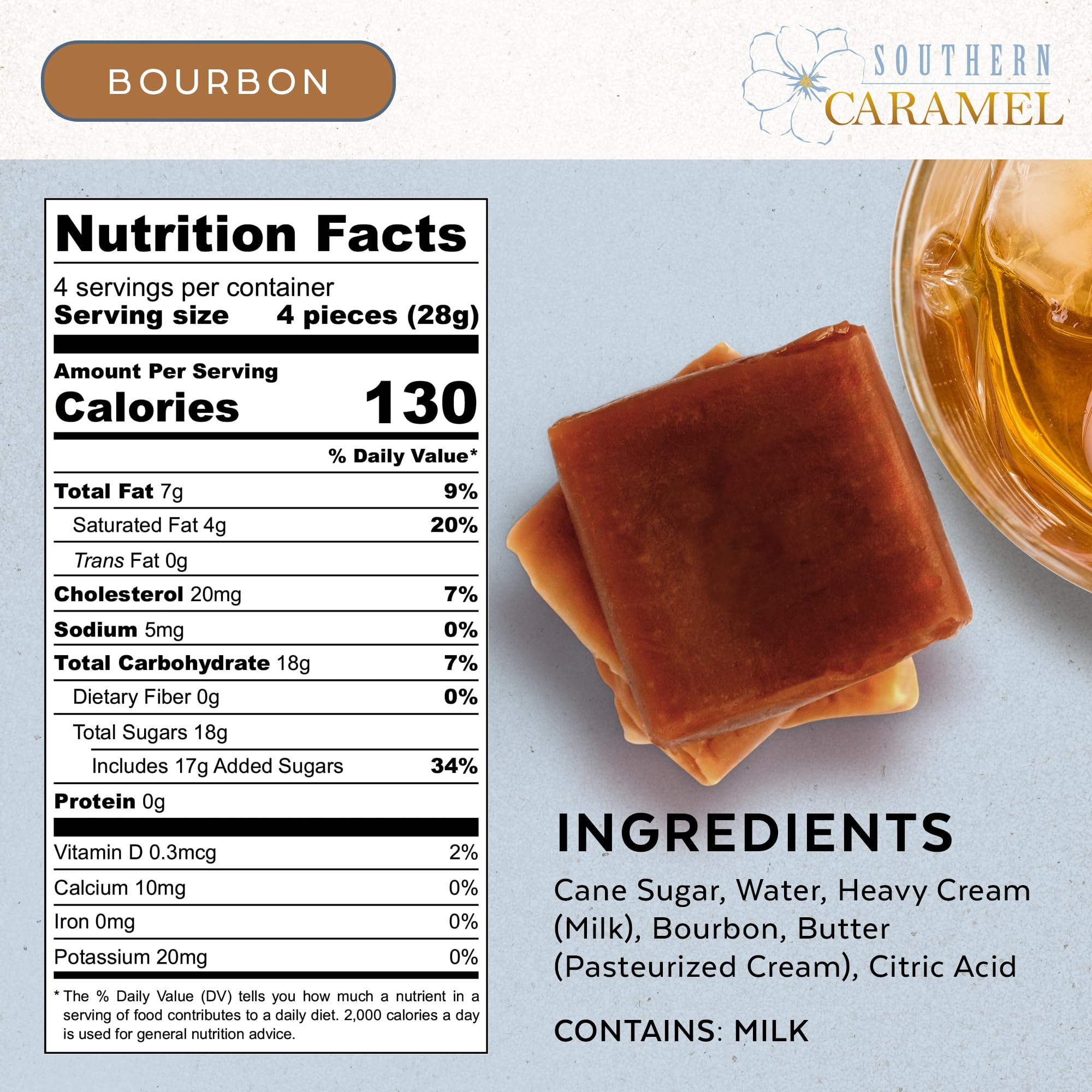 Southern Caramel Bourbon Caramels: individually wrapped bites for freshness and sharing.