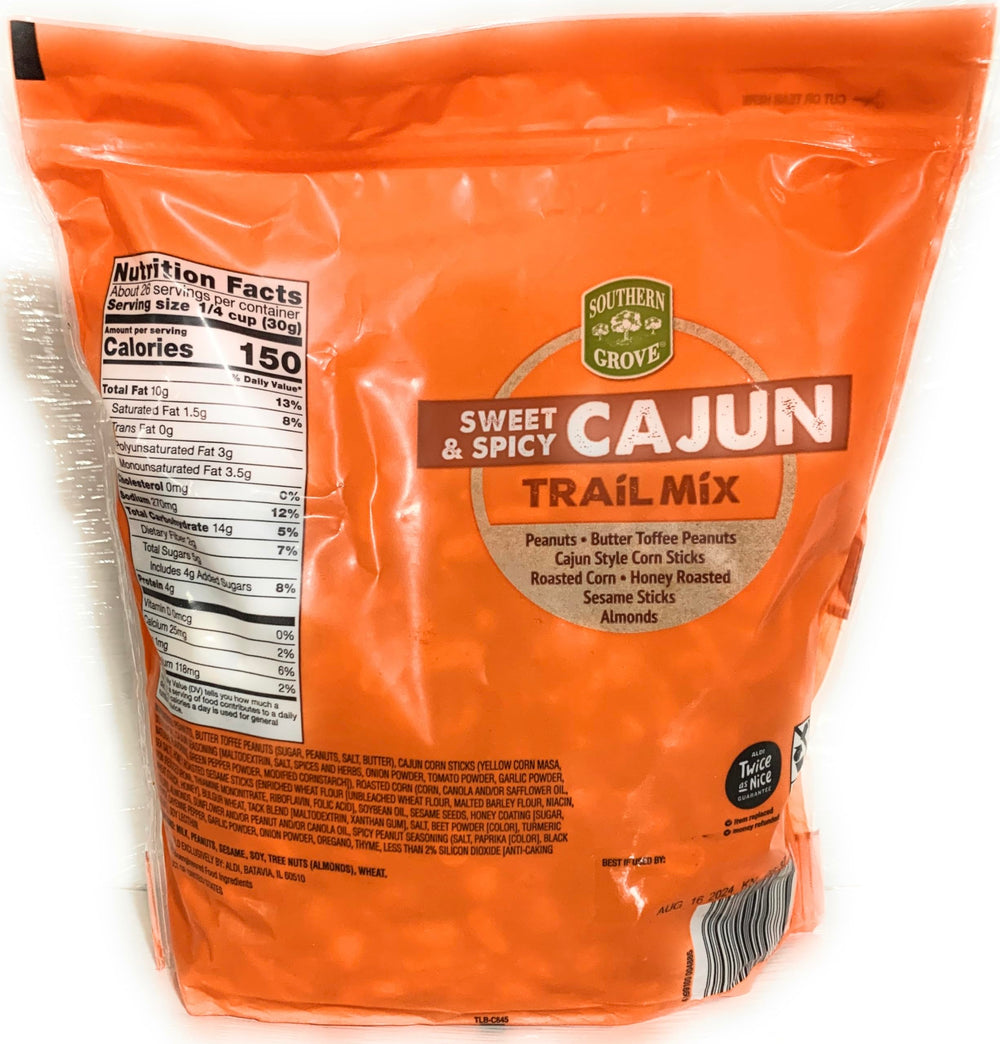 Southern Grove Sweet Spicy Cajun Trail Mix on-the-go pack ideal for outdoor adventures and road trips.
