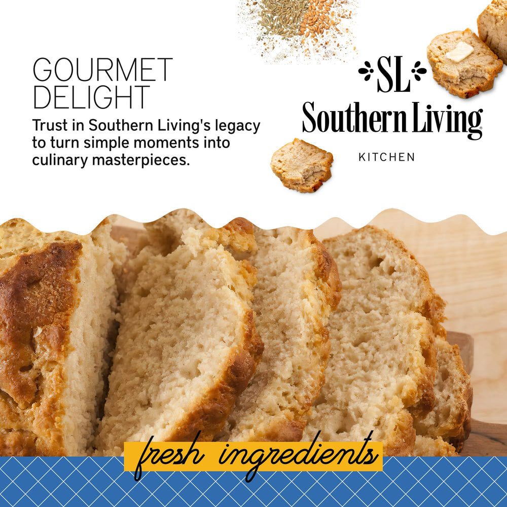 Southern Living Beer Bread Mix baked loaf sliced to reveal fluffy crumb