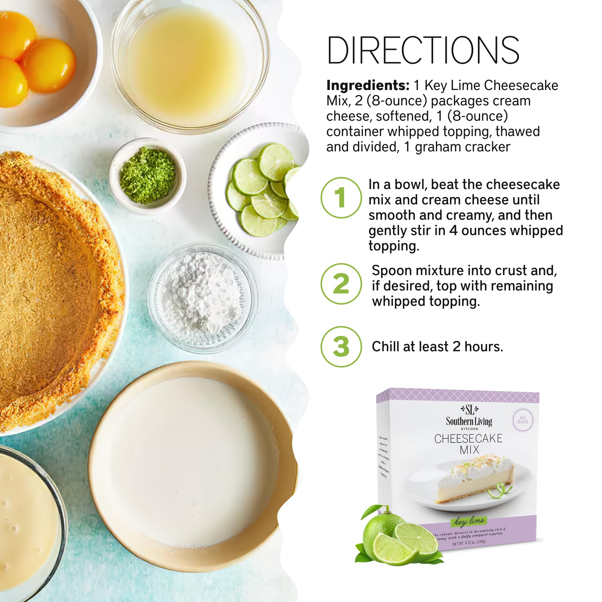 Southern Living Key Lime Cheesecake finished dessert in serving dish with mint