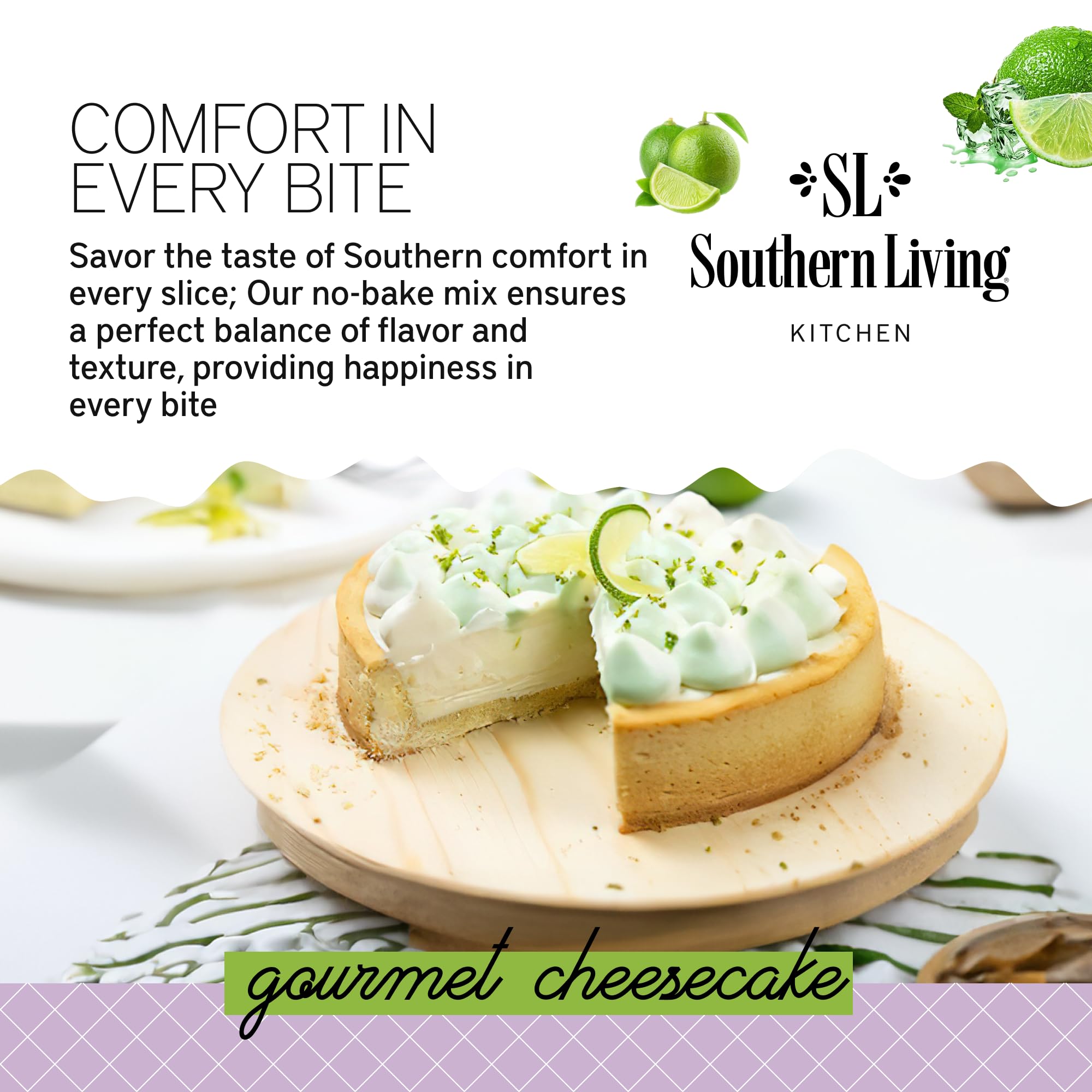 Southern Living Key Lime Cheesecake slice ready to serve
