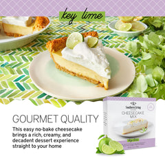 Southern Living whipped topping swirl over a creamy Key Lime cheesecake