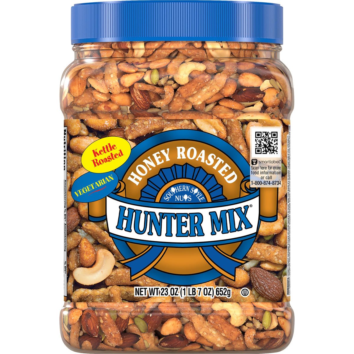 Southern Style Nuts Honey Roasted Hunter Mix canister for convenient on-the-go snacking