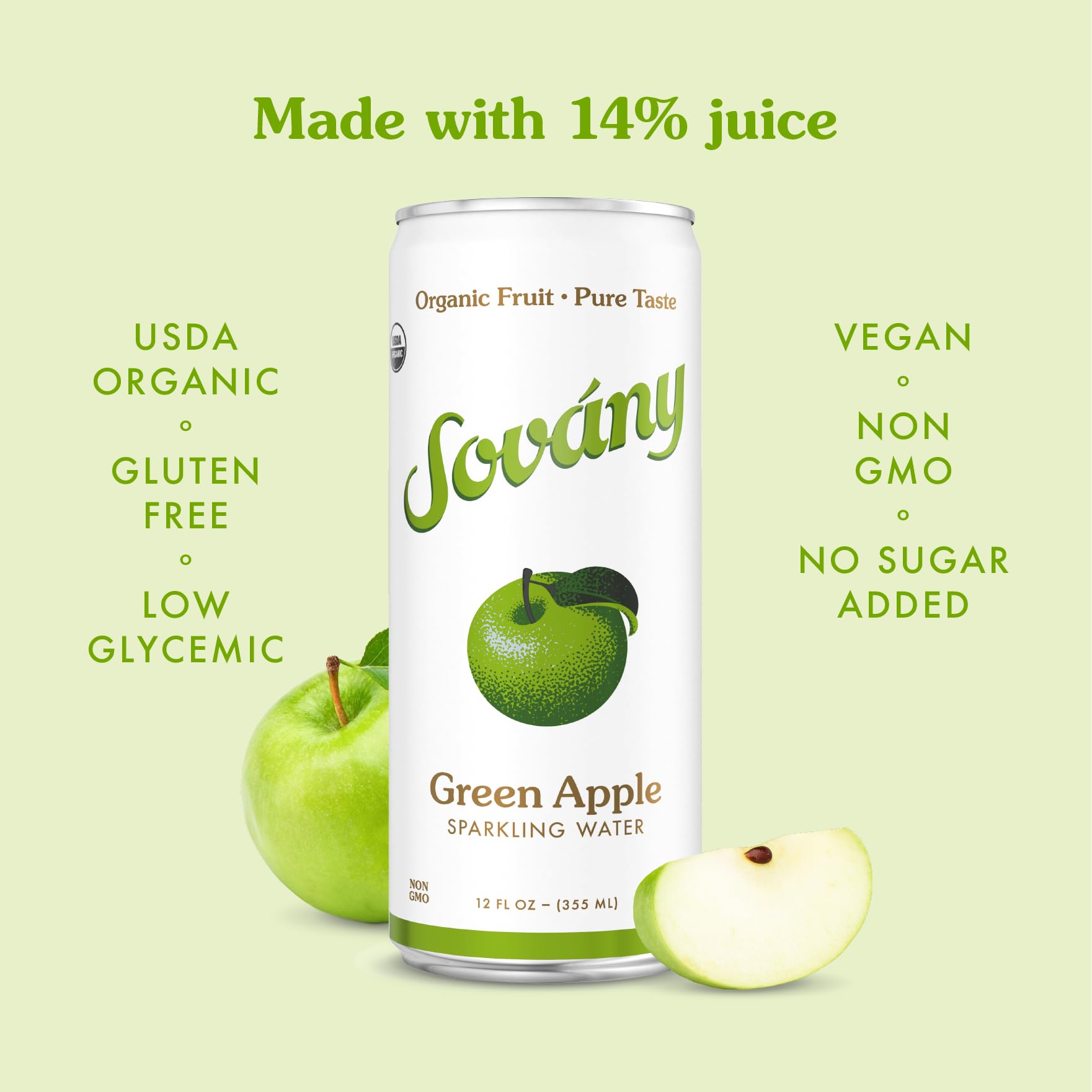 Sovány raspberry sparkling water can with real fruit notes and low calories.