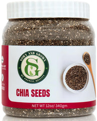 Sownandgrown chia seeds in a jar closeup showing airtight freshness and quality