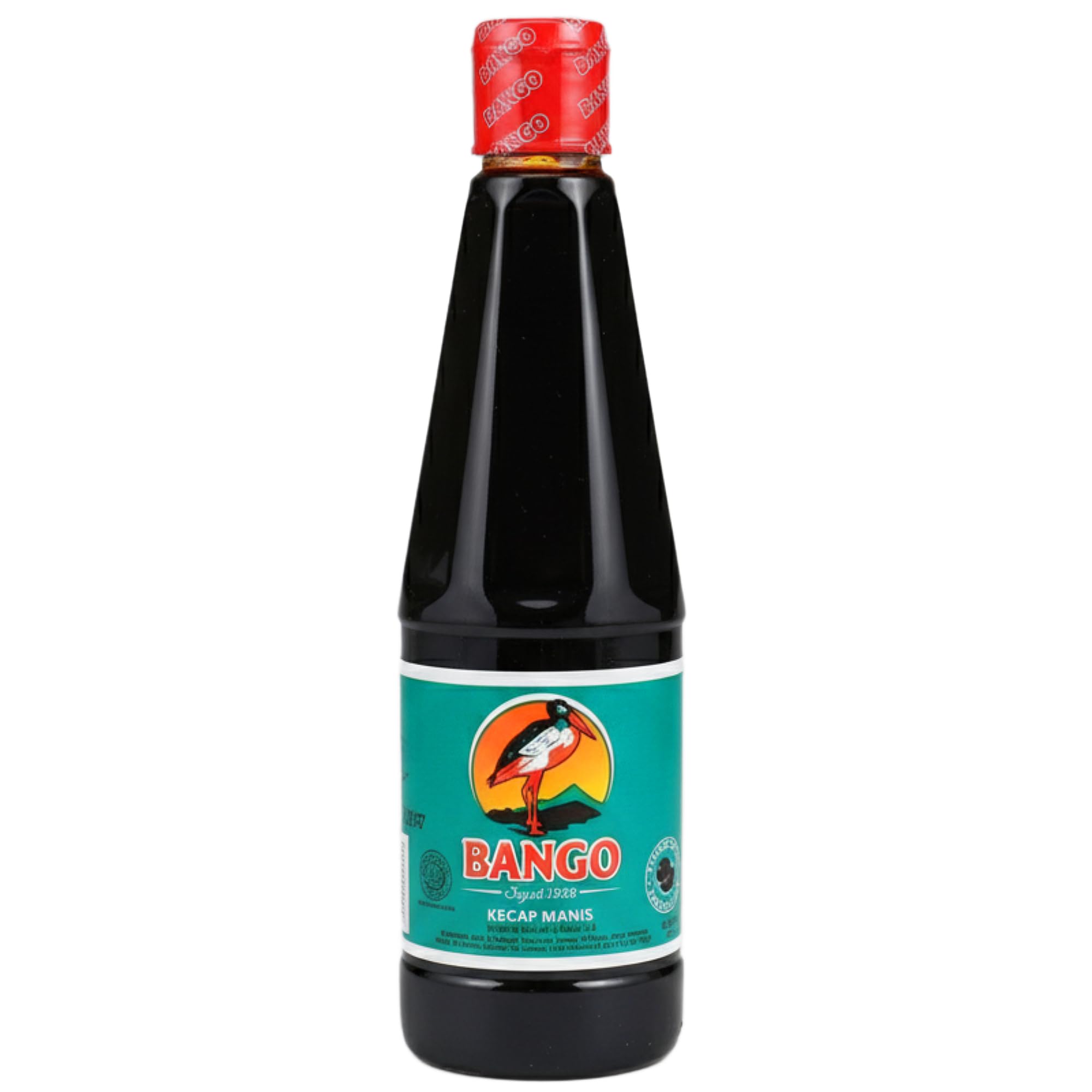 Soy Bango Kecap Manis bottle pouring a thick caramel glaze for meats and stir-fries.