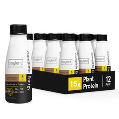 Soylent complete energy bottle front view, ready-to-drink protein shake for sustained focus.