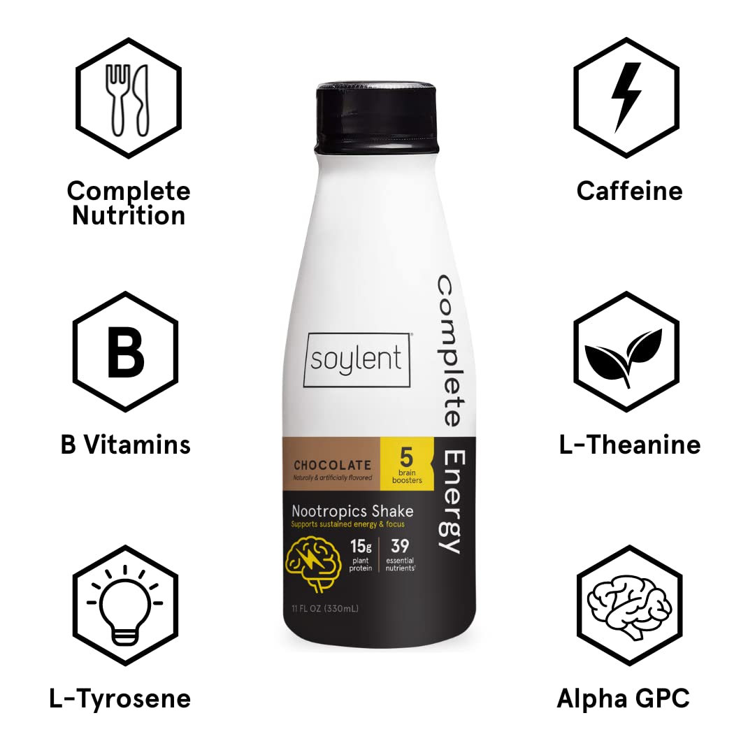 Soylent complete energy dietary-friendly labels: gluten-free, dairy-free, kosher.