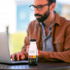 Soylent complete energy nutrition facts panel highlighting 15g protein and 39 nutrients.