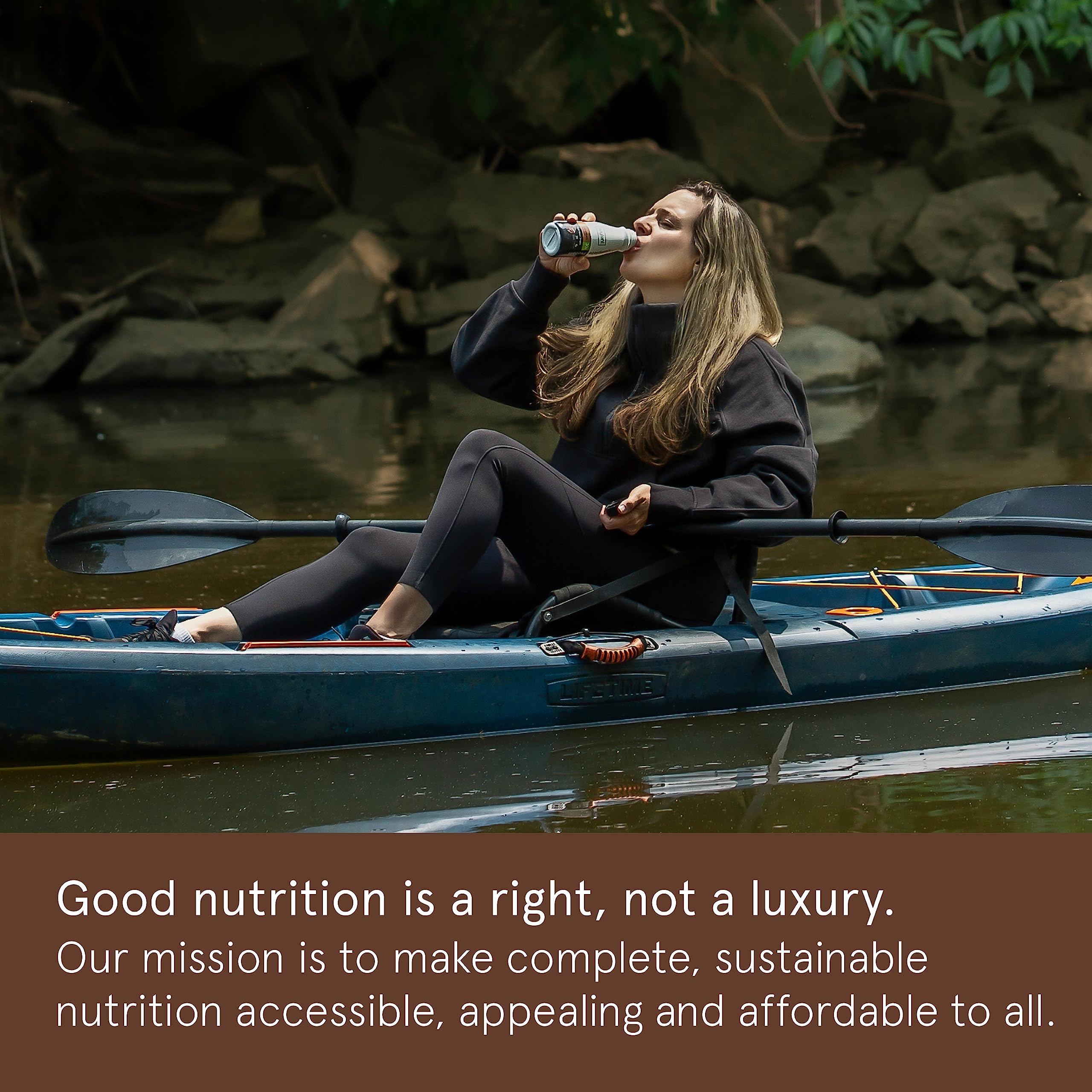 Soylent Complete Protein Shake Chocolate nutrition label close-up highlighting protein and nutrients.