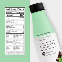 Soylent Mint Chocolate pour demonstrates quick, on-the-go nutrition for busy days.