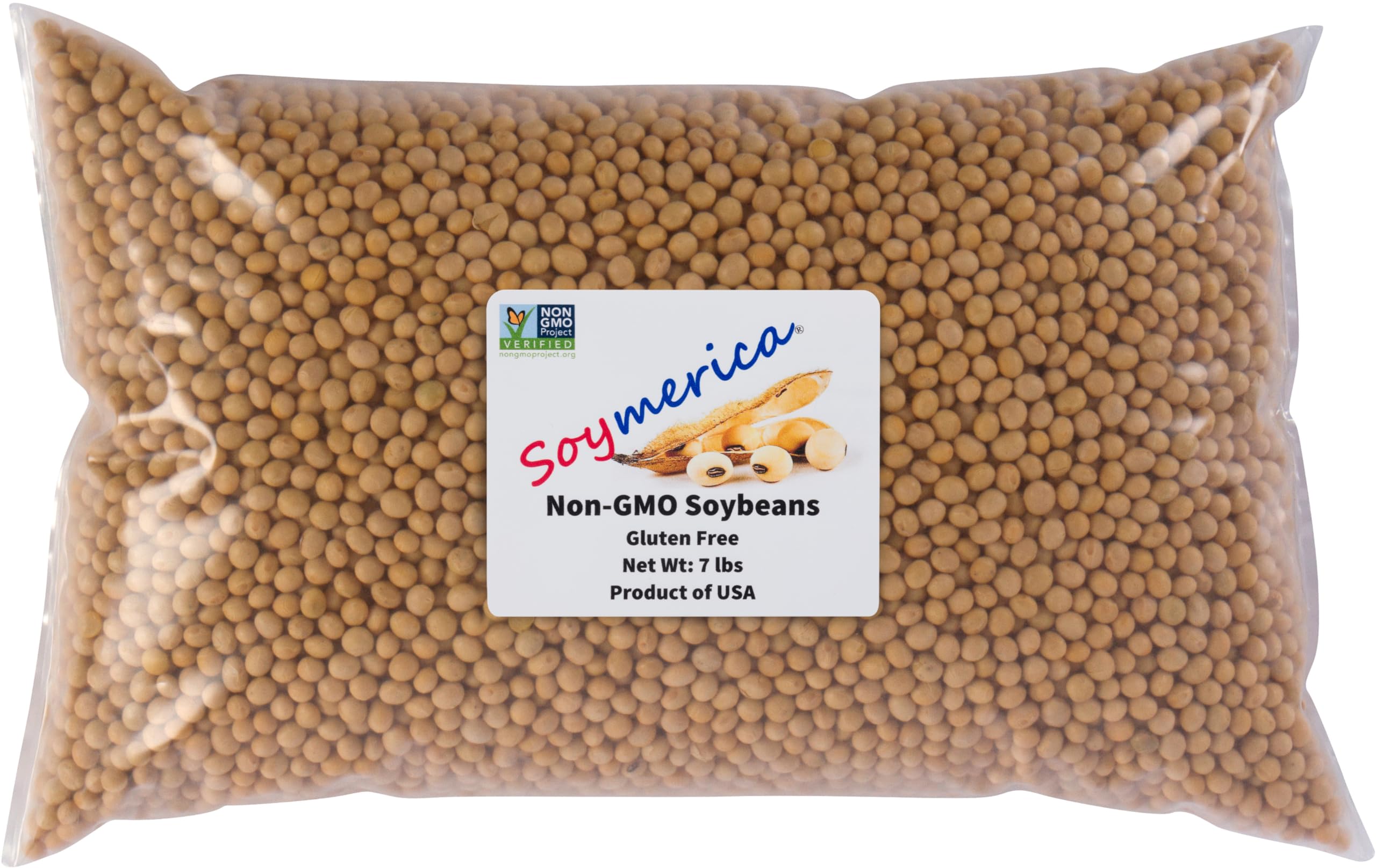 Soymerica non-GMO soybeans front package, ideal for fresh soy milk and tofu.