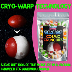 Cosmic Crunchies label view highlighting branding and packaging details