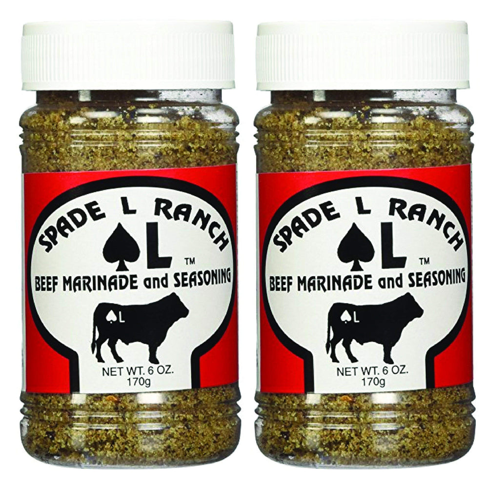 Spade L Ranch beef marinade bottle enhances tri-tip flavor for grilling and roasting.