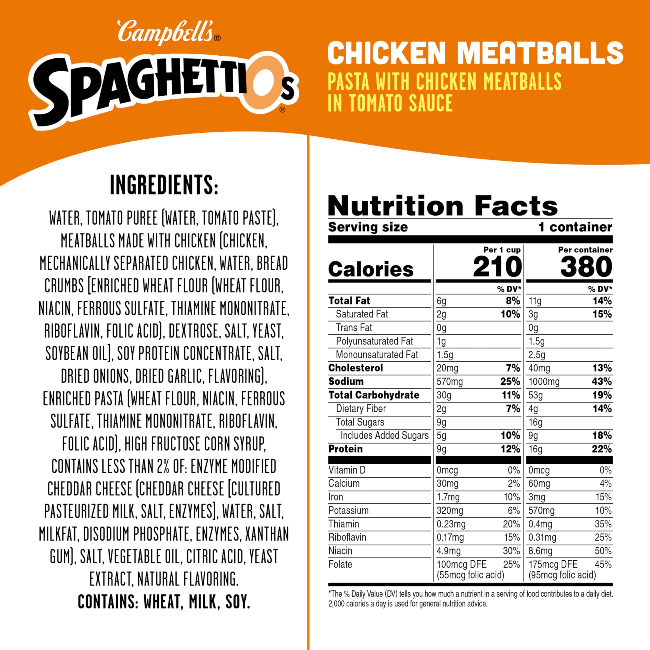SpaghettiOs chicken meatballs in a bowl, a comforting, protein-rich family meal.
