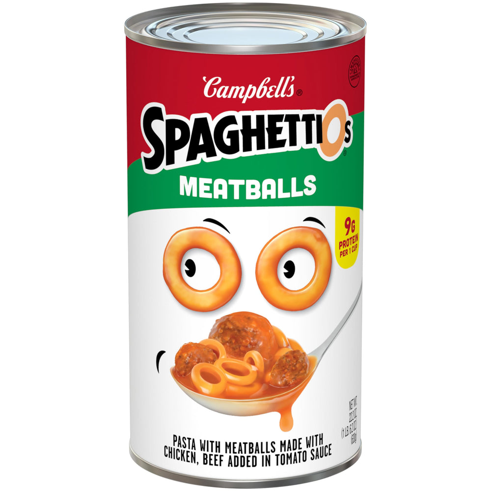 SpaghettiOs with Meatballs in a can ready for quick family meals
