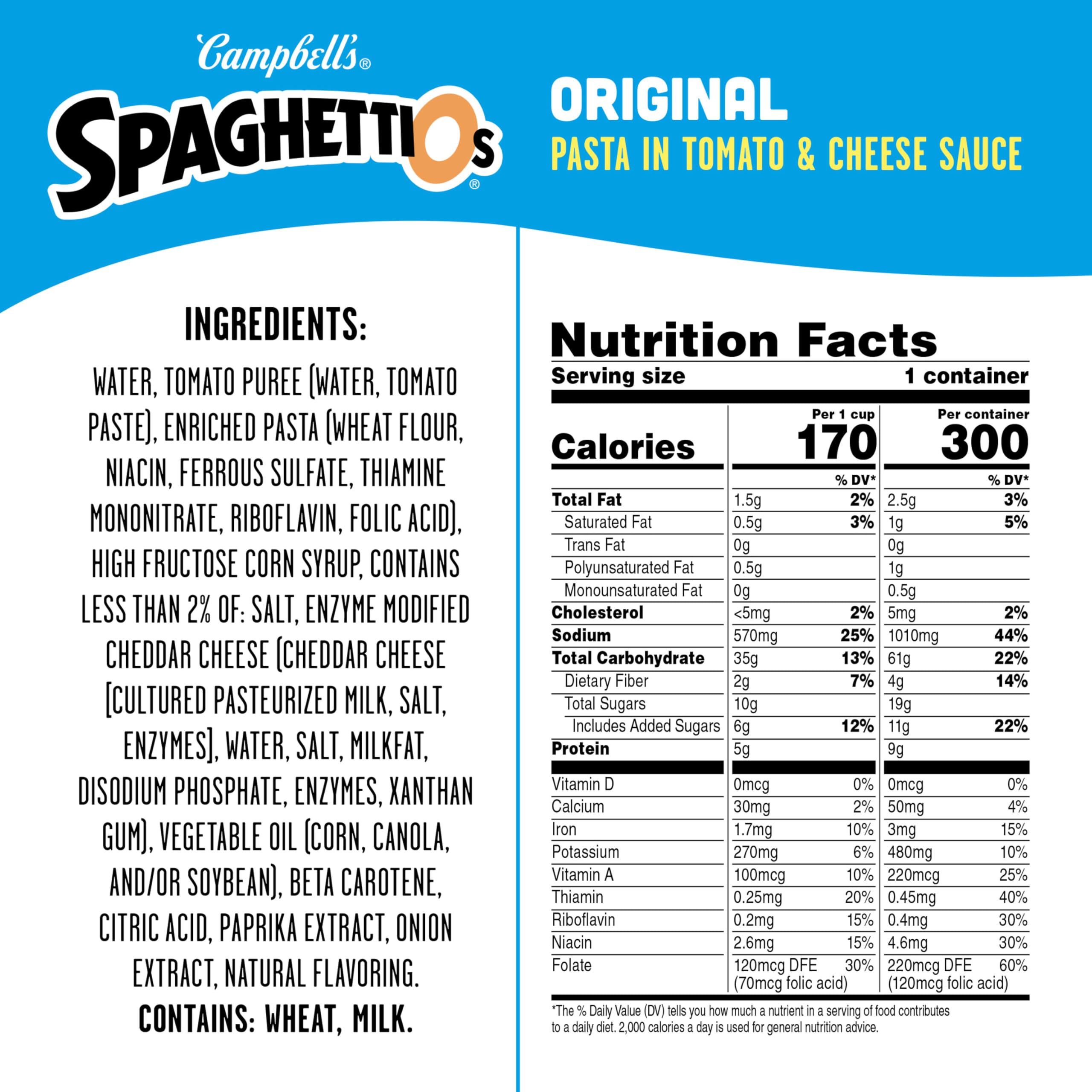 SpaghettiOs with neat O-shaped pasta adds fun to every bite.