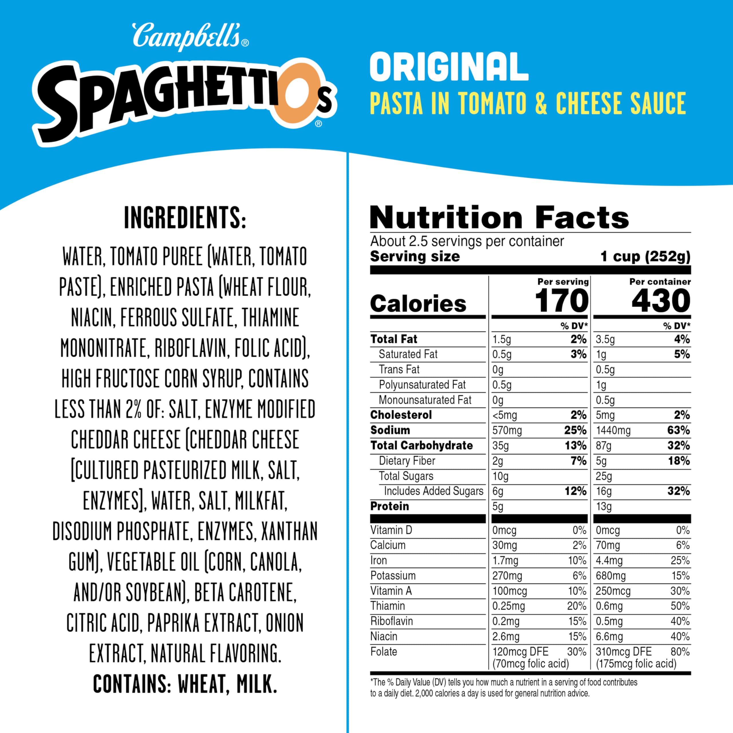 SpaghettiOs Original's unique o-shaped pasta adds playful charm to lunch.