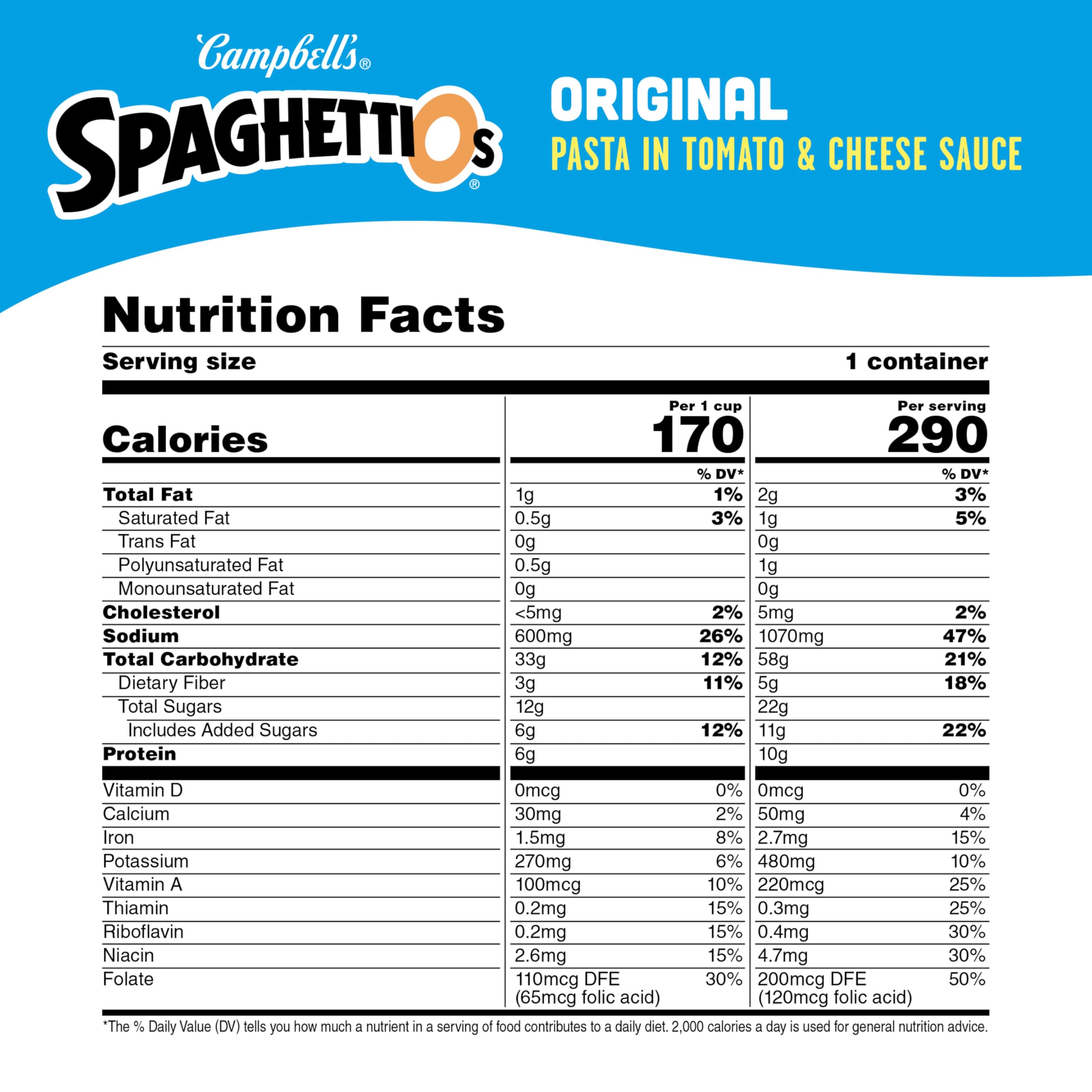 SpaghettiOs Original O-shaped pasta close-up, playful shapes for kids