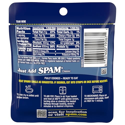 SPAM Classic 12-pack convenient pantry staple for busy mornings.