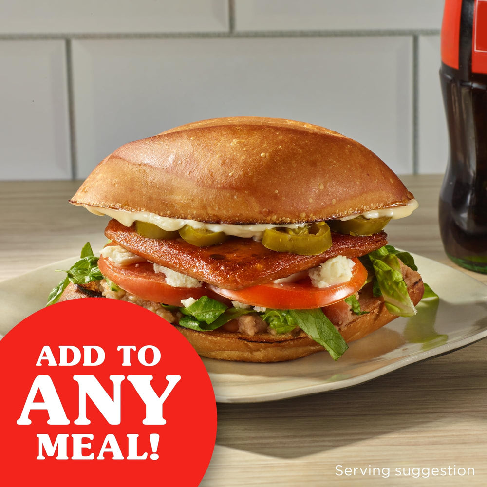 SPAM Hot & Spicy kitchen scene, shelf-stable protein for quick cooking.