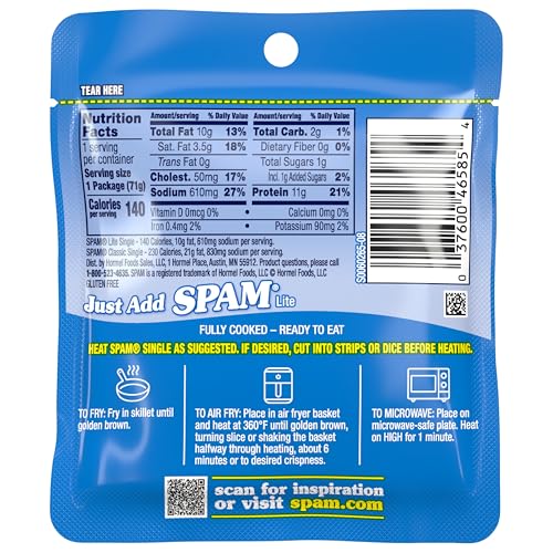 SPAM Lite Singles open pouch showing easy-open design for on-the-go snacks