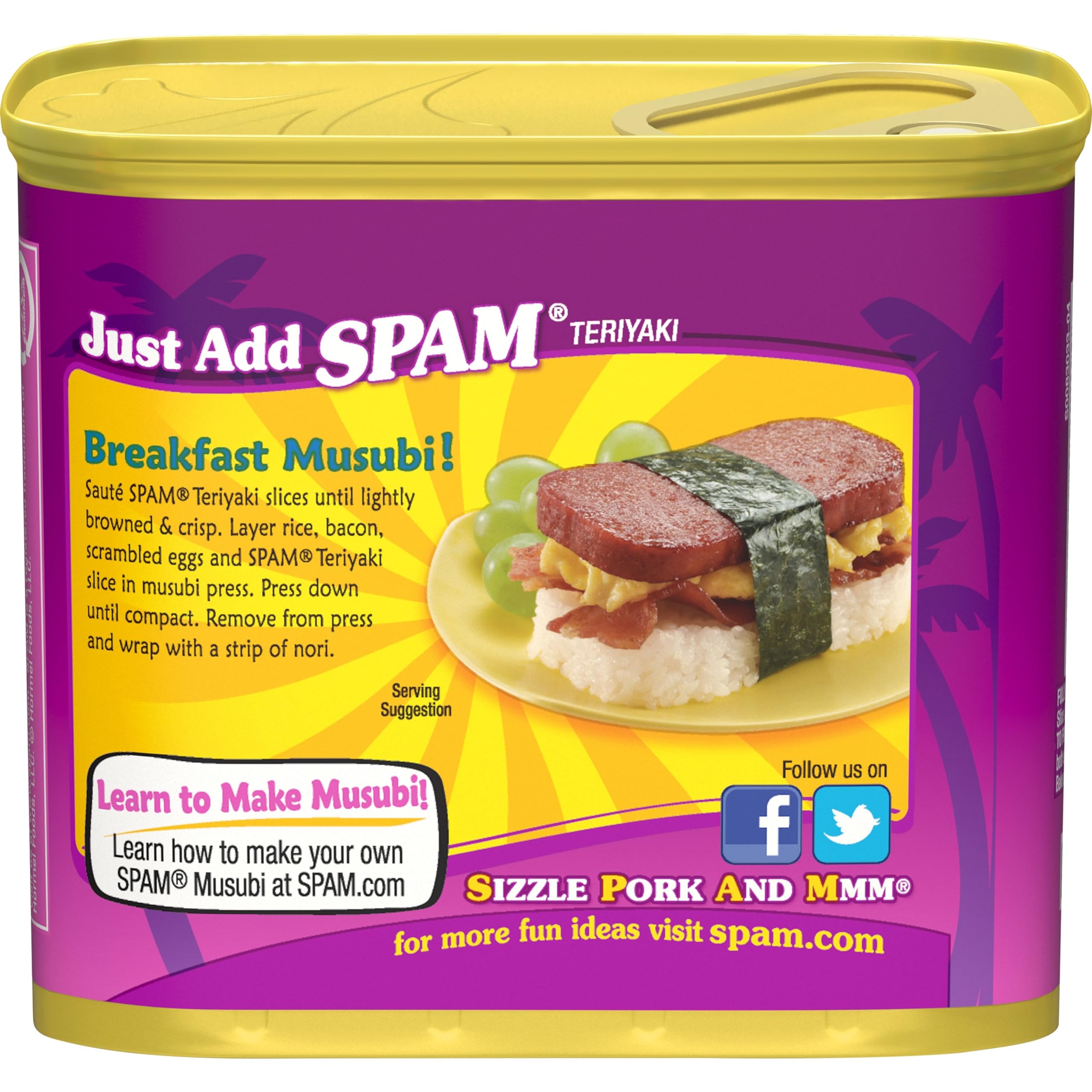 SPAM Teriyaki can label showing recipe ideas.