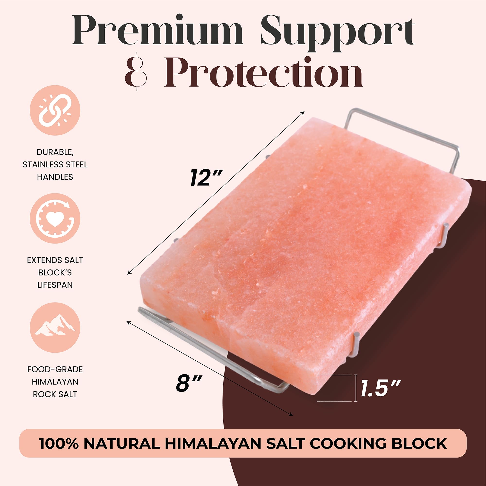 Spantik salt block serving cold dishes with stylish, natural pink glow.