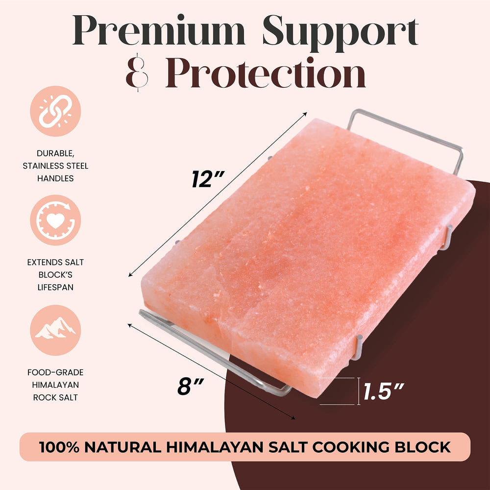 Spantik salt block serving cold dishes with stylish, natural pink glow.