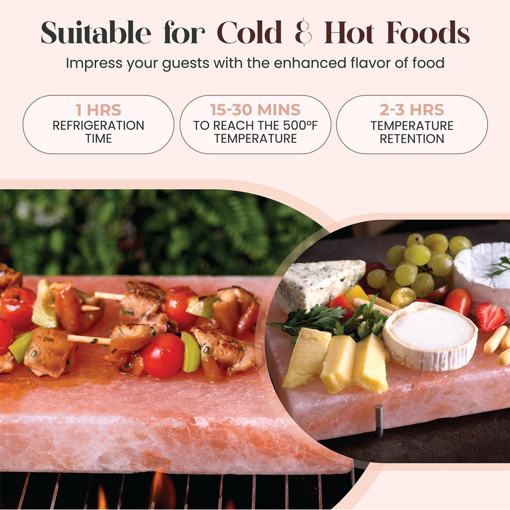 Spantik salt block on grill enhances flavors of meat and fish.