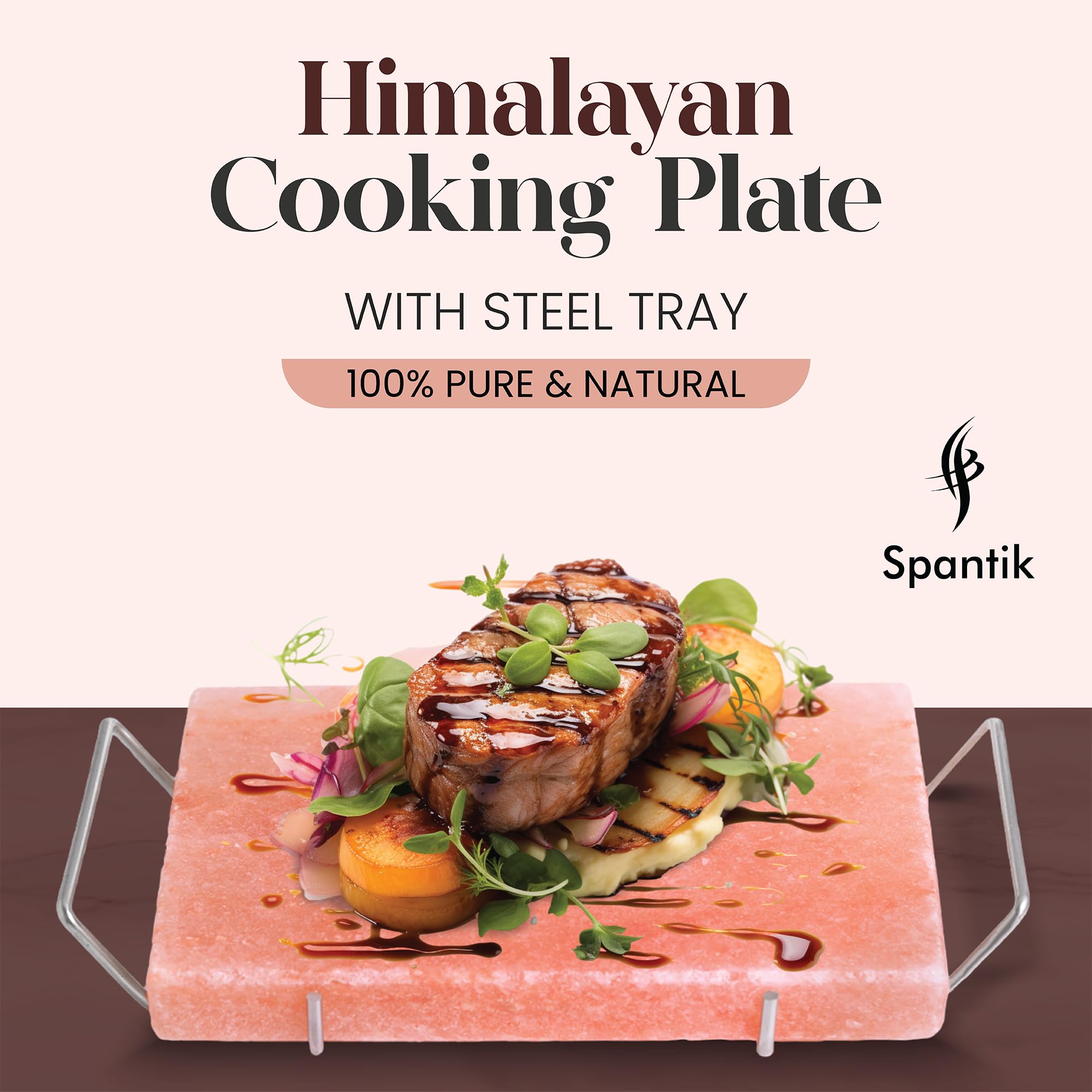 Spantik steel tray holder provides sturdy support during cooking.