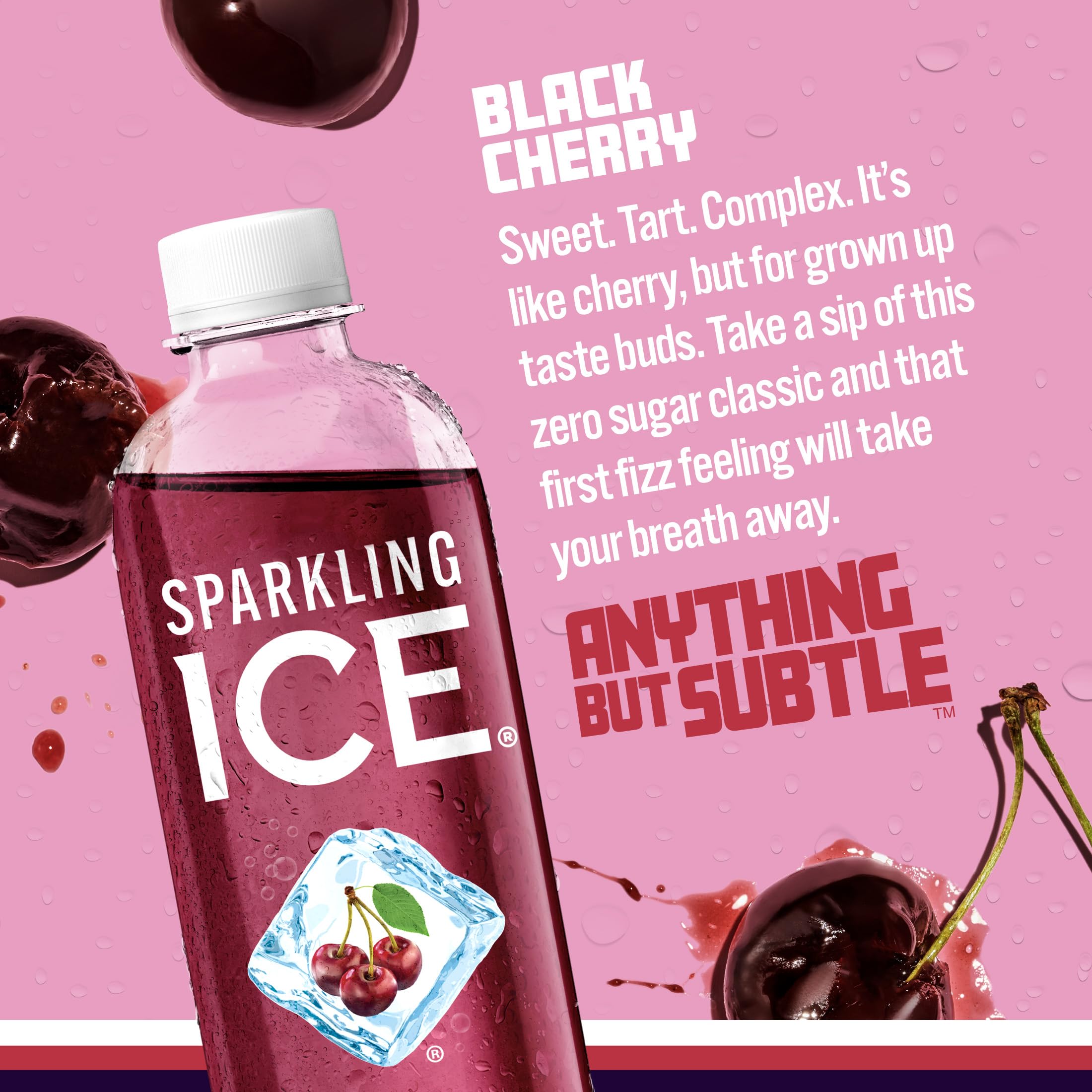 Sparkling Ice Black Cherry label close-up shows natural colors from sources.