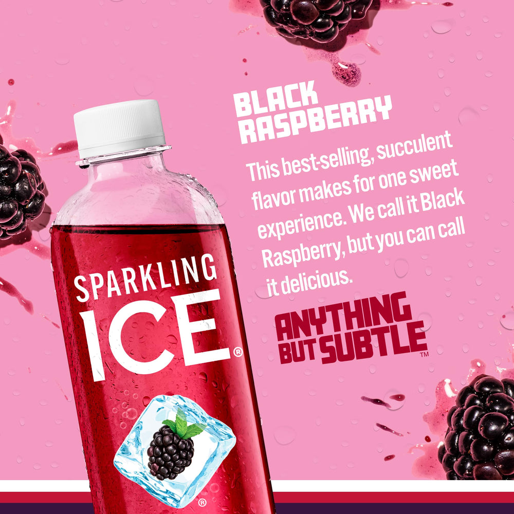 Close-up of Sparkling Ice Black Raspberry label showing natural color sources
