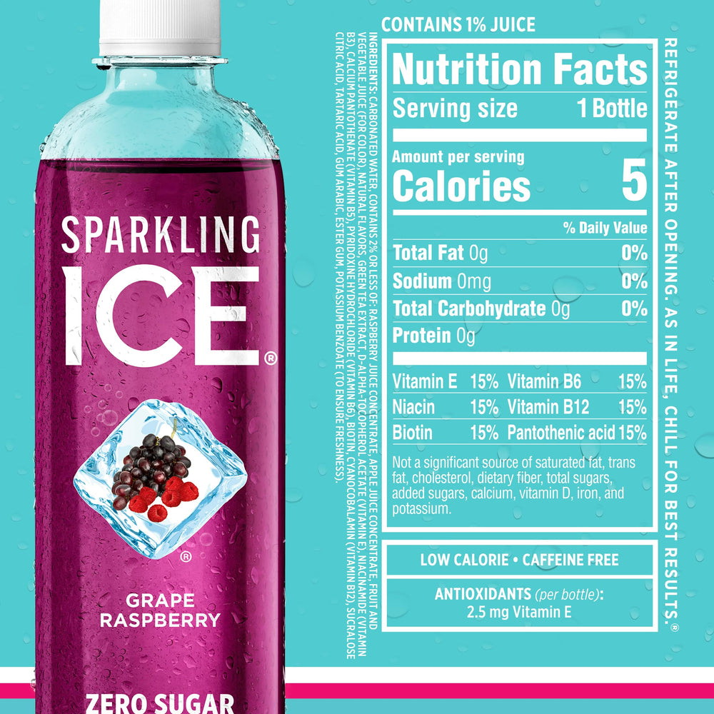 Sparkling Ice Blue Strawberry Watermelon bottle presents juicy, refreshing taste and vitamins