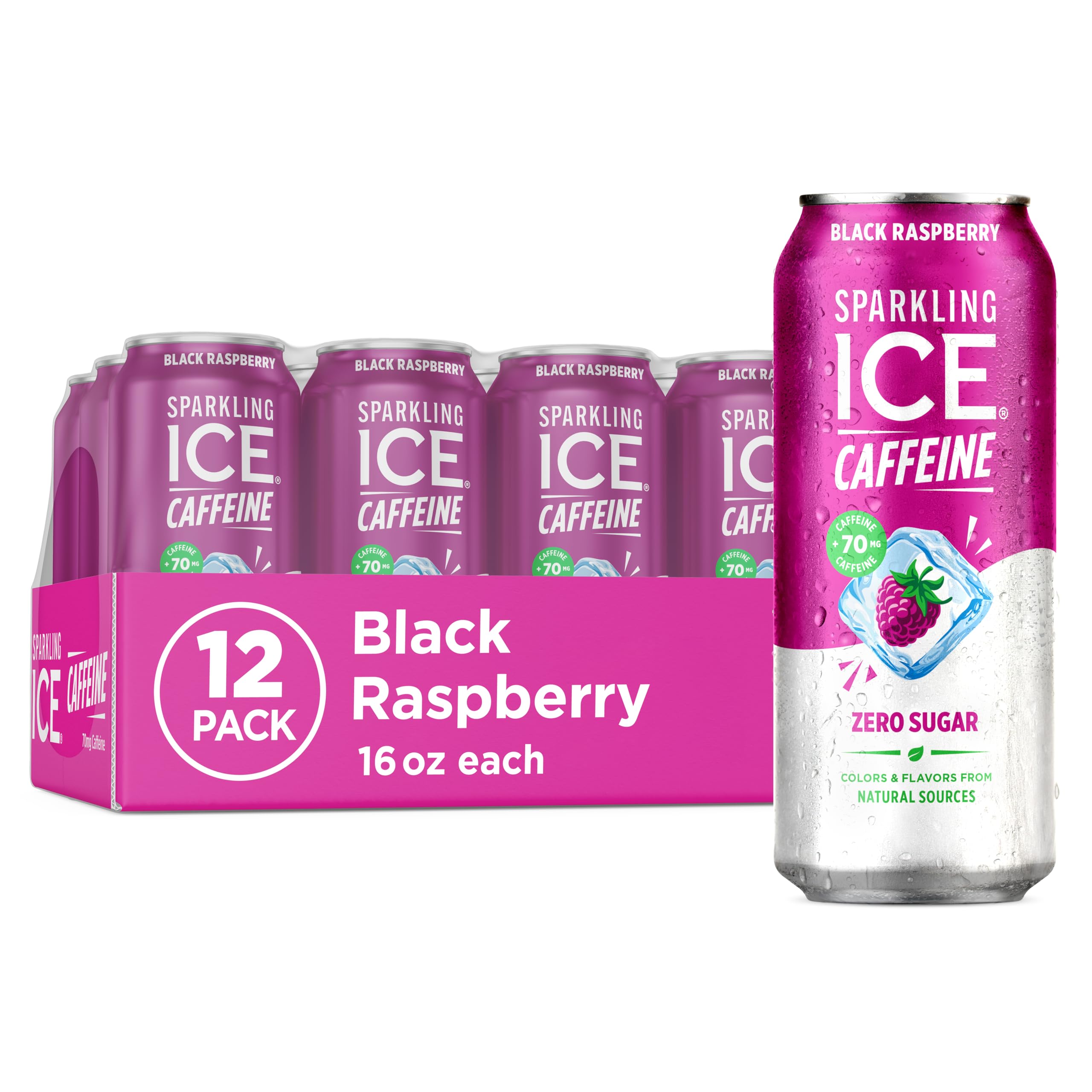 Ice Raspberry Can Sparkling Ice Caffeine Black Raspberry Sparkling Water – Zero Sugar, 7 ...