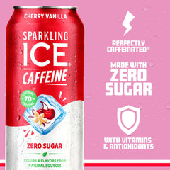 Sparkling Ice Caffeine Cherry Vanilla nutrition label notes vitamins B6 B12 and E