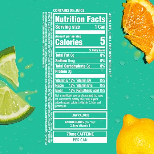 Sparkling Ice Caffeine Citrus Twist can side view shows zero sugar and calories.