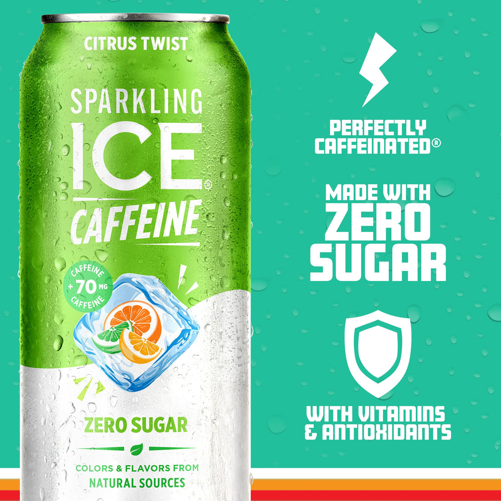 Sparkling Ice Caffeine Citrus Twist pack of 12 cans highlights value and on-the-go refreshment.