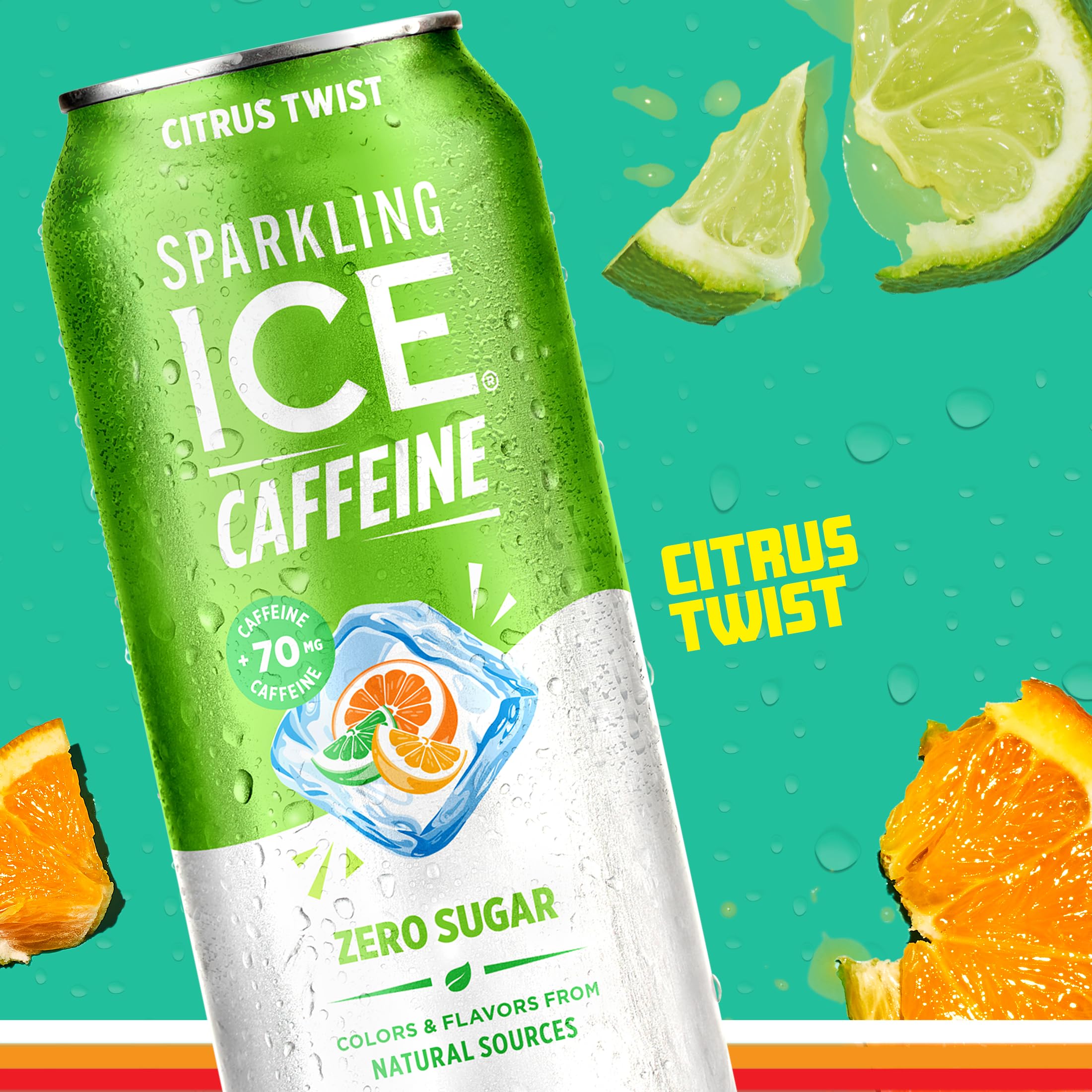 Sparkling Ice Caffeine Citrus Twist packaging display conveys festive, shareable citrus energy.