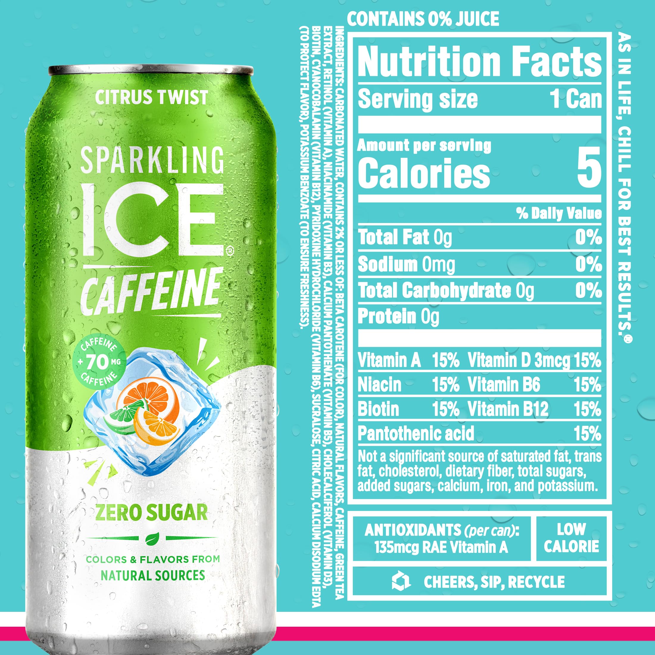 Sparkling Ice Blue Raspberry can with zero sugar.