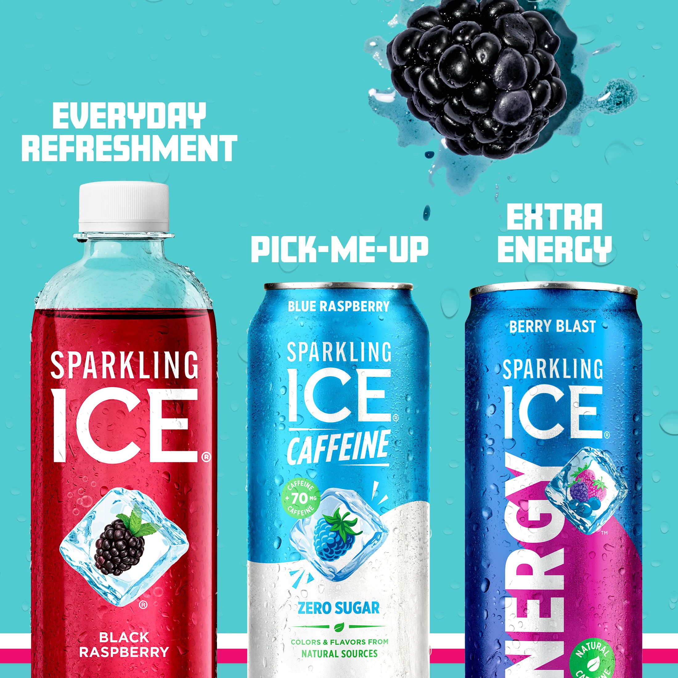 Sparkling Ice four-flavor lineup image showcasing the variety.