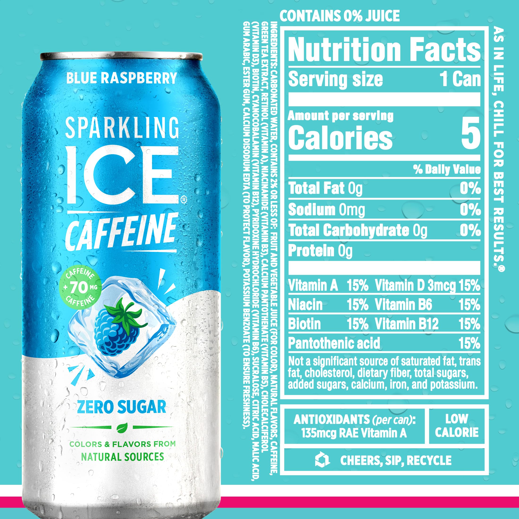 Sparkling Ice recyclable bottle symbol promoting sustainable packaging.