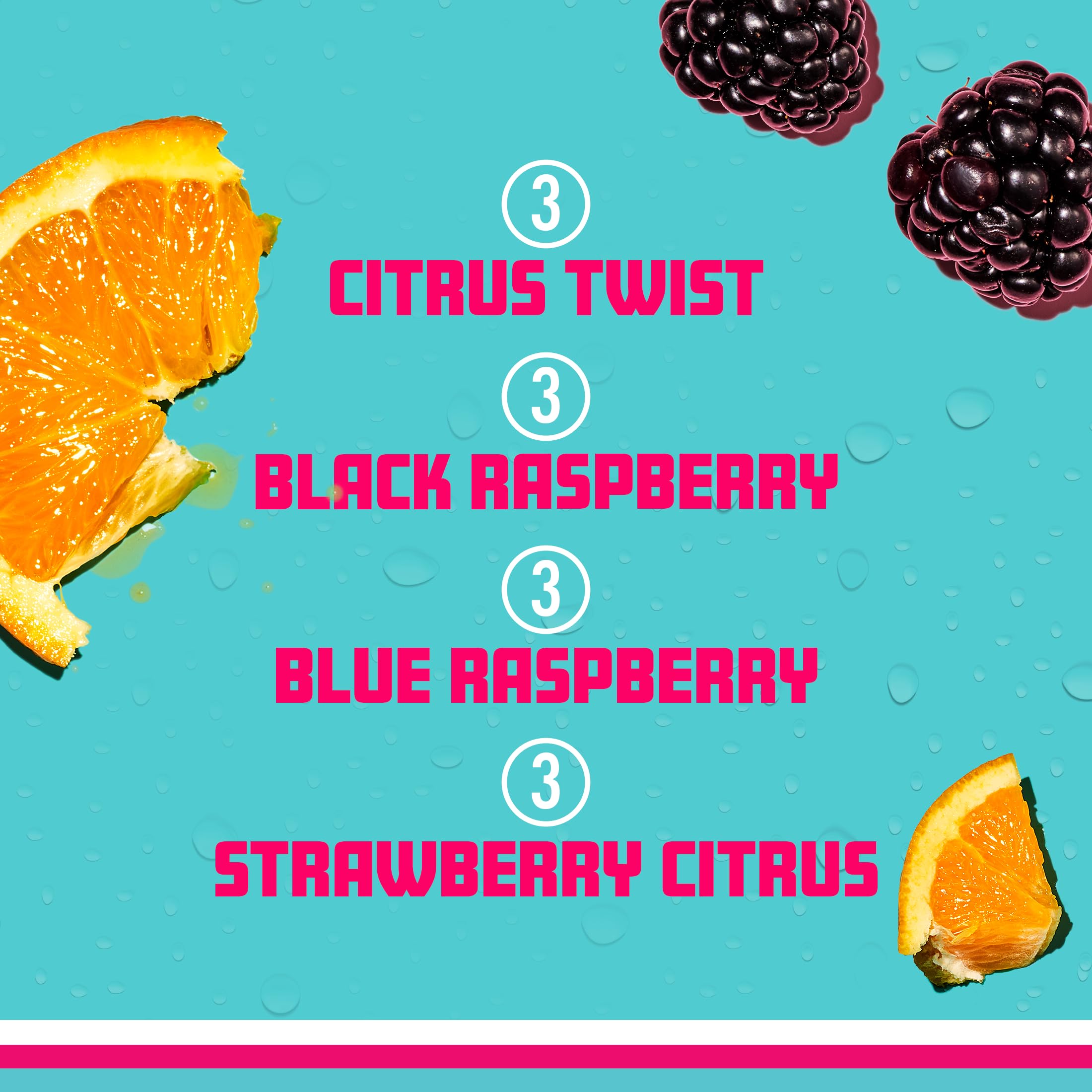 Sparkling Ice vitamins image showing A, B, and D3.