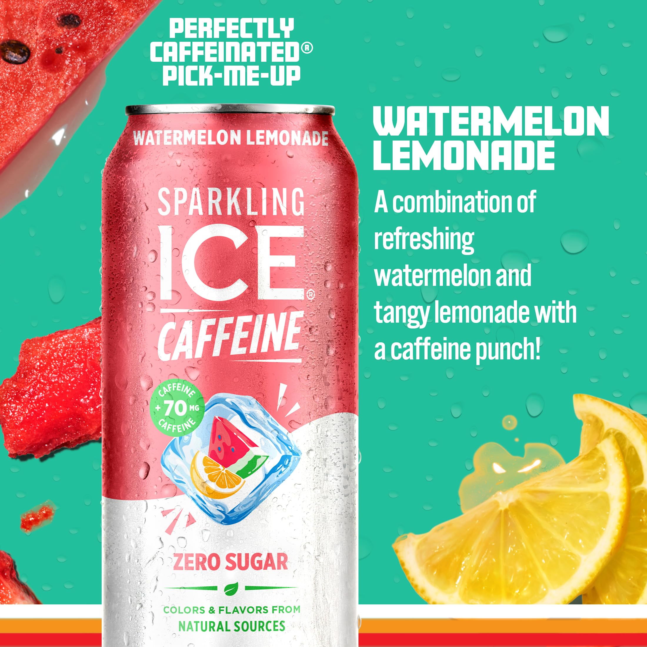 Sparkling Ice Caffeine Watermelon Lemonade 12-pack on display, ready for easy stocking