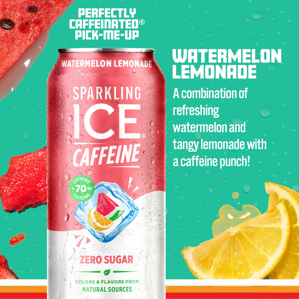 Sparkling Ice Caffeine Watermelon Lemonade 12-pack on display, ready for easy stocking