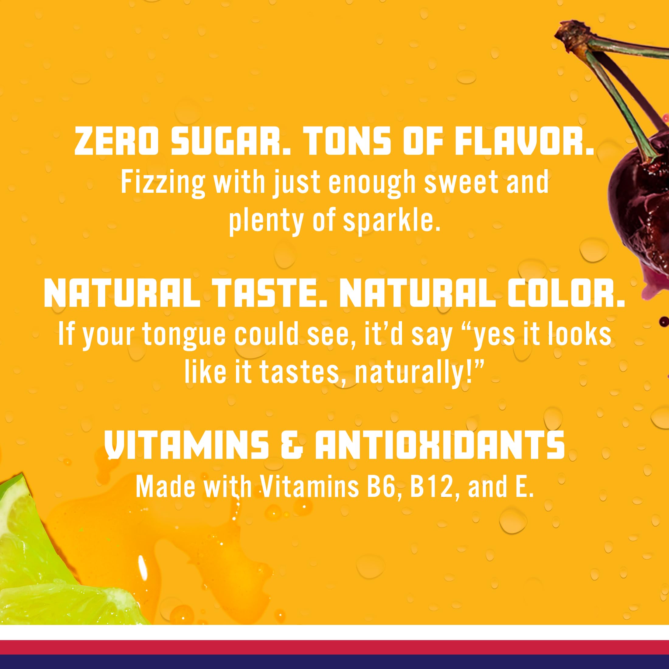 Visual of natural color sources and added vitamins in Sparkling Ice