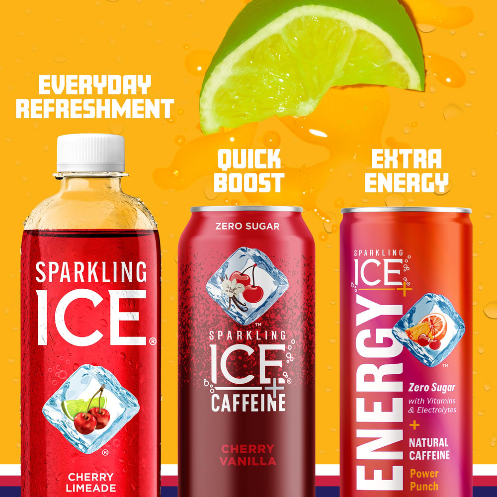 Bottle label highlights vitamins B6, B12, and E in Sparkling Ice
