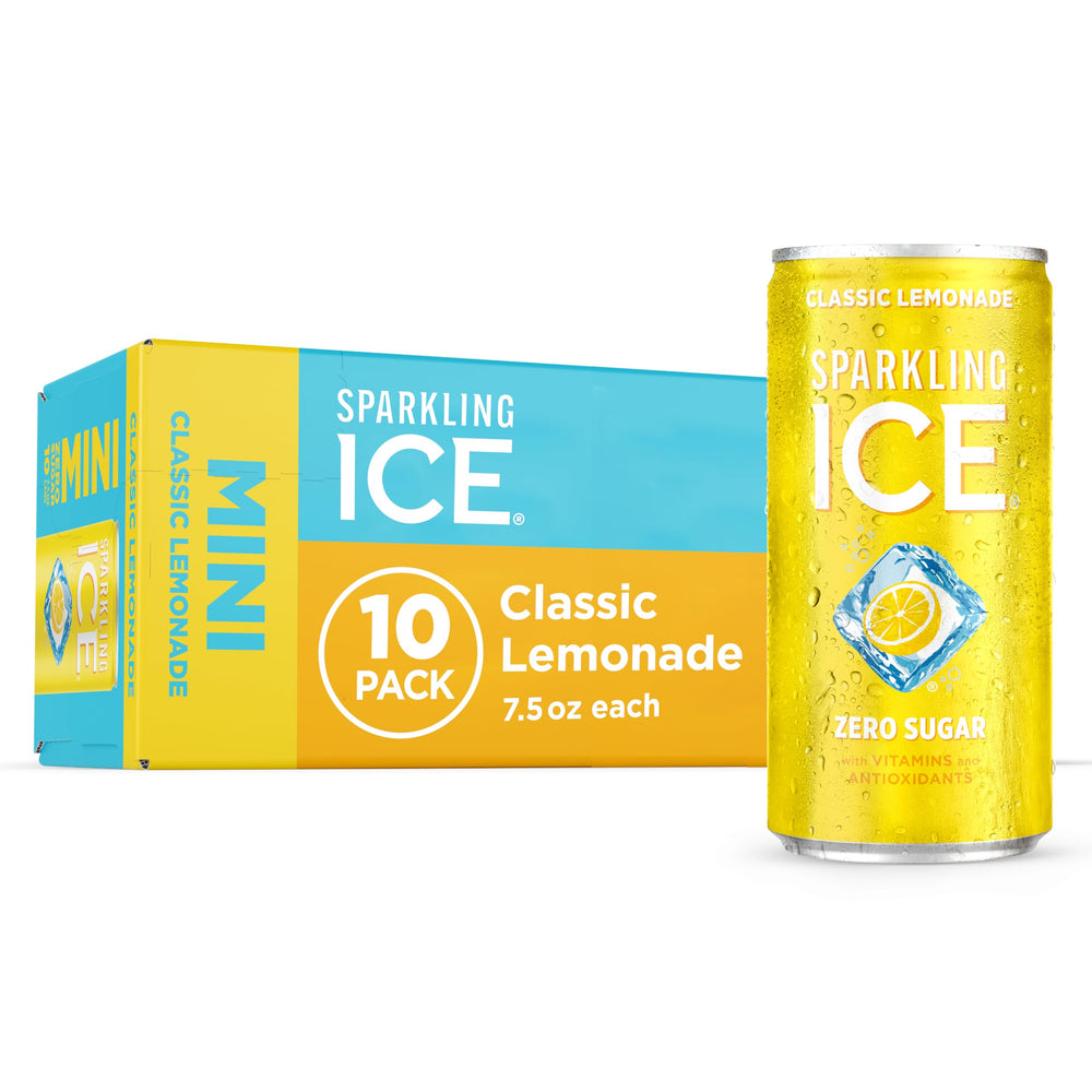 Sparkling Ice Classic Lemonade can with bold label and lemon imagery, zero sugar option